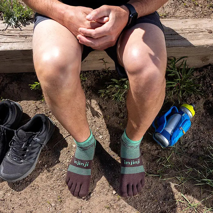 Injinji Trail Midweight Mini Crew Mens Mint pair lifestyle