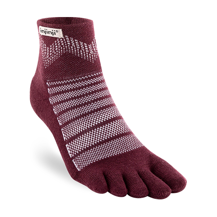 Injinji Outdoor Midweight Mini Crew Mens Garnet - Barefoot Junkie