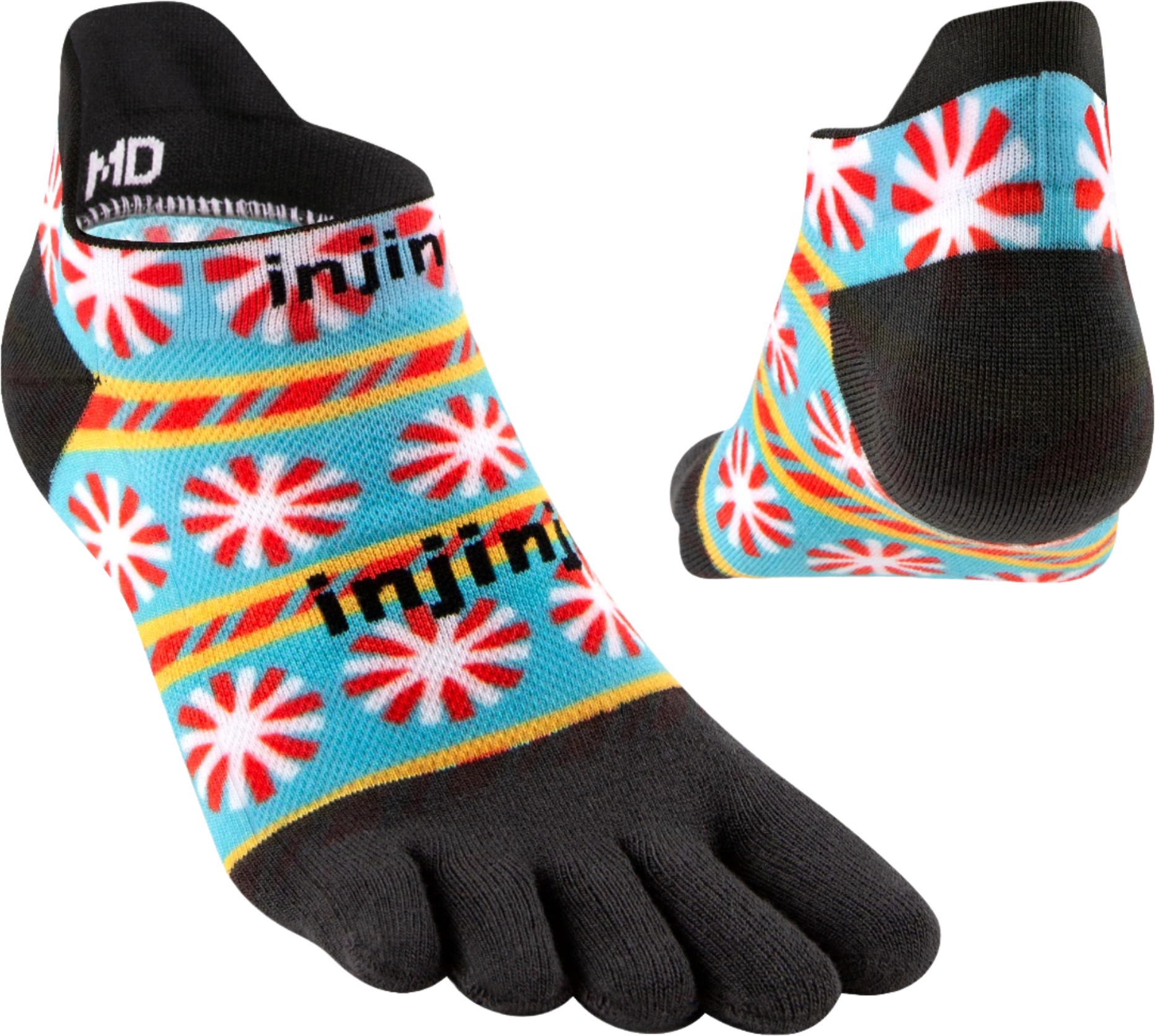 Injinji Ultra Run Light Weight Mens No Show Peppermint (Artist Designed AW24) - Barefoot Junkie