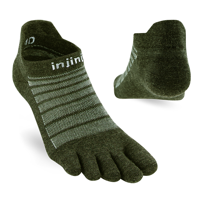 Injinji Ultra Run Light Weight Wool No Show Mens Forest