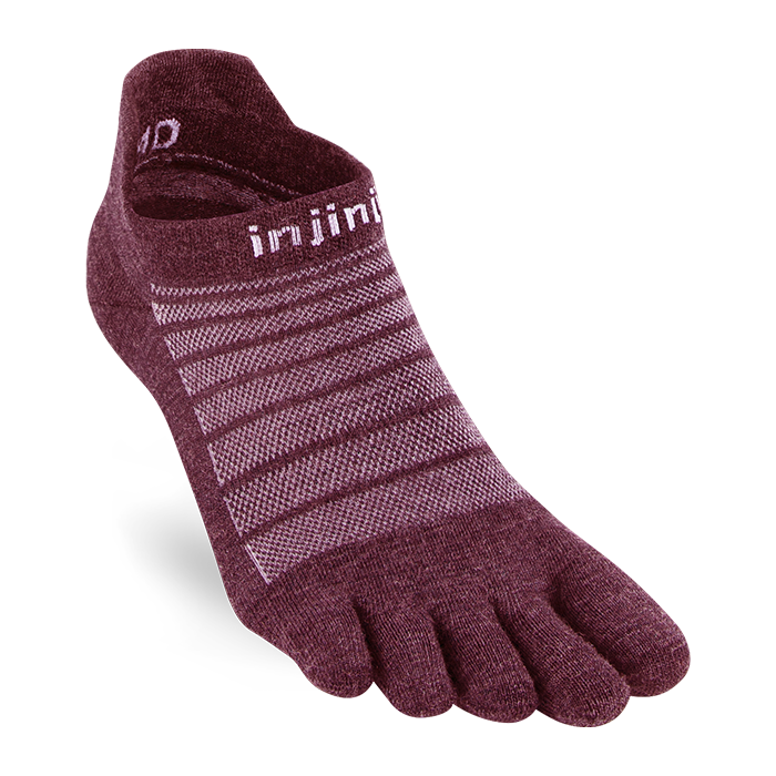 Injinji Ultra Run Light Weight Wool No Show Mens Garnet single