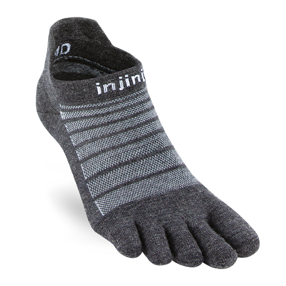 Injinji Ultra Run Light Weight Wool No Show Mens Slate - Barefoot Junkie