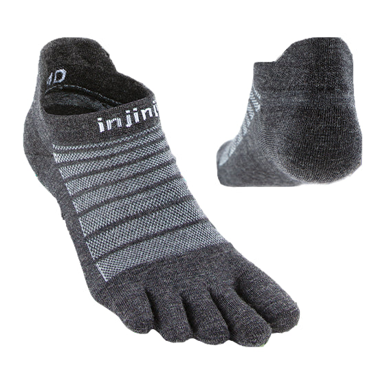 Injinji Ultra Run Light Weight Wool No Show Mens Slate duo