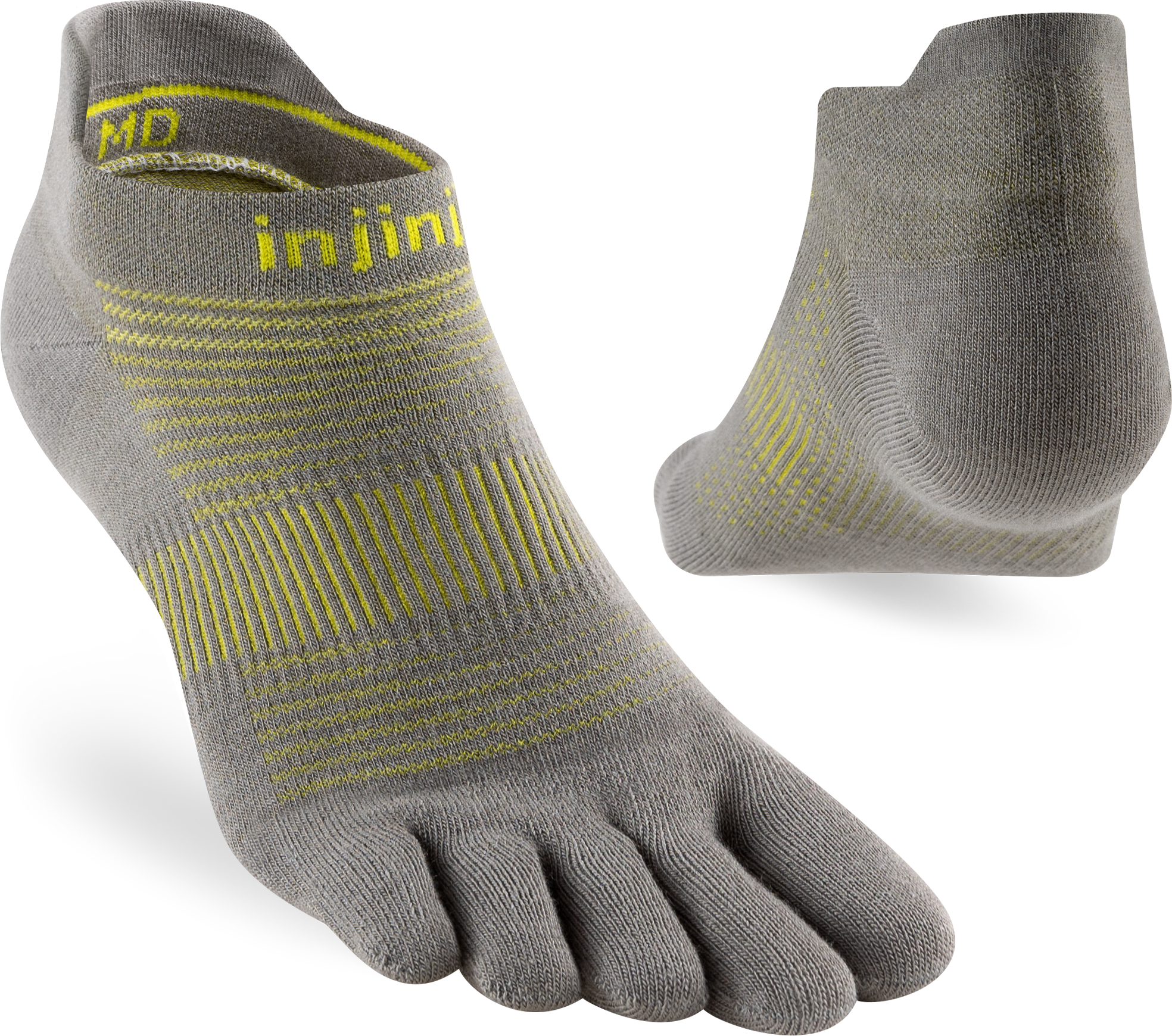 Injinji Ultra Run Light Weight No Show Mens Neon Silver (NEW 2024)