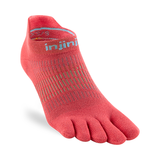 Injinji Run Light Weight No Show Womens Coral - Barefoot Junkie