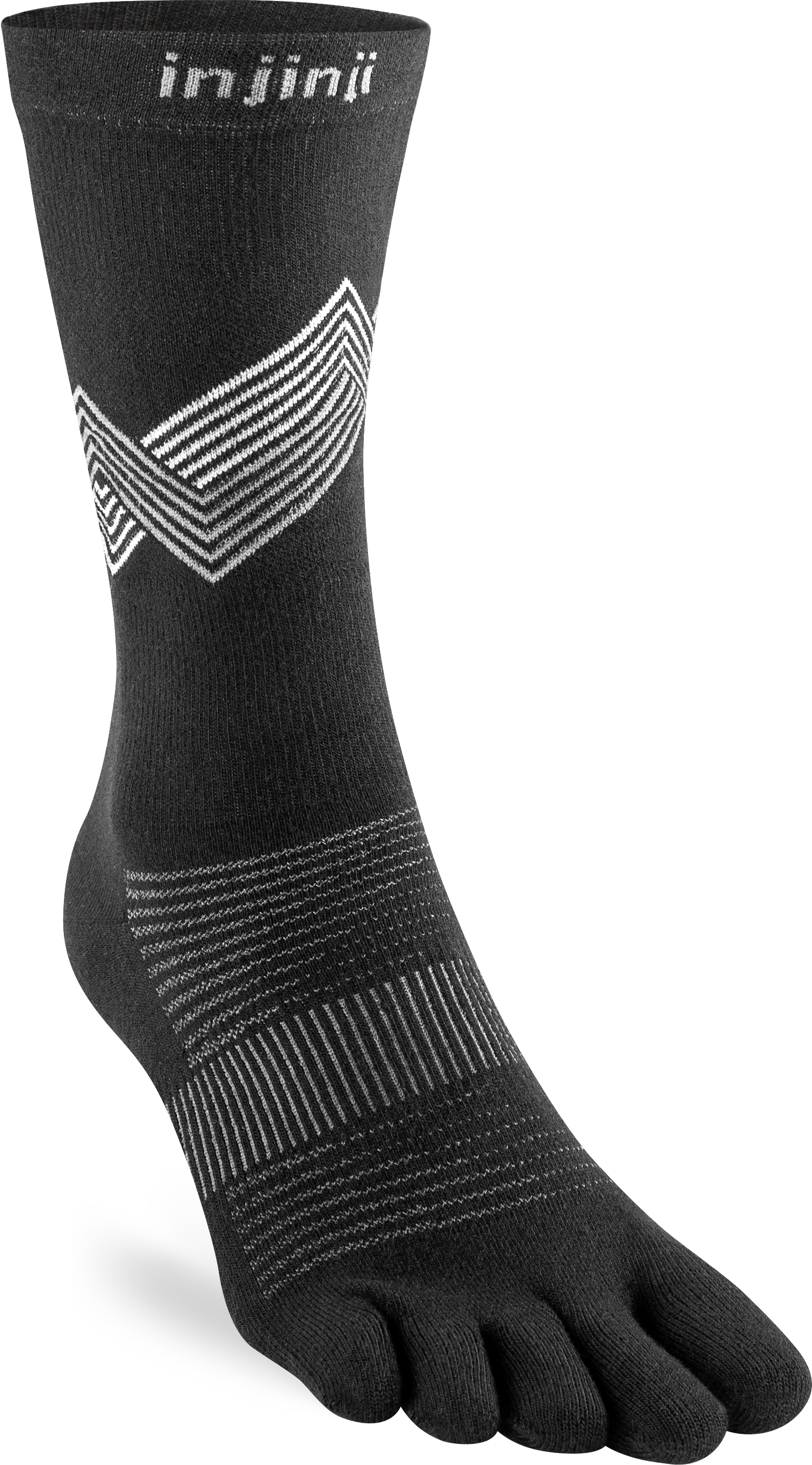 Injinji Ultra Run Light Weight Crew Mens Black - Barefoot Junkie