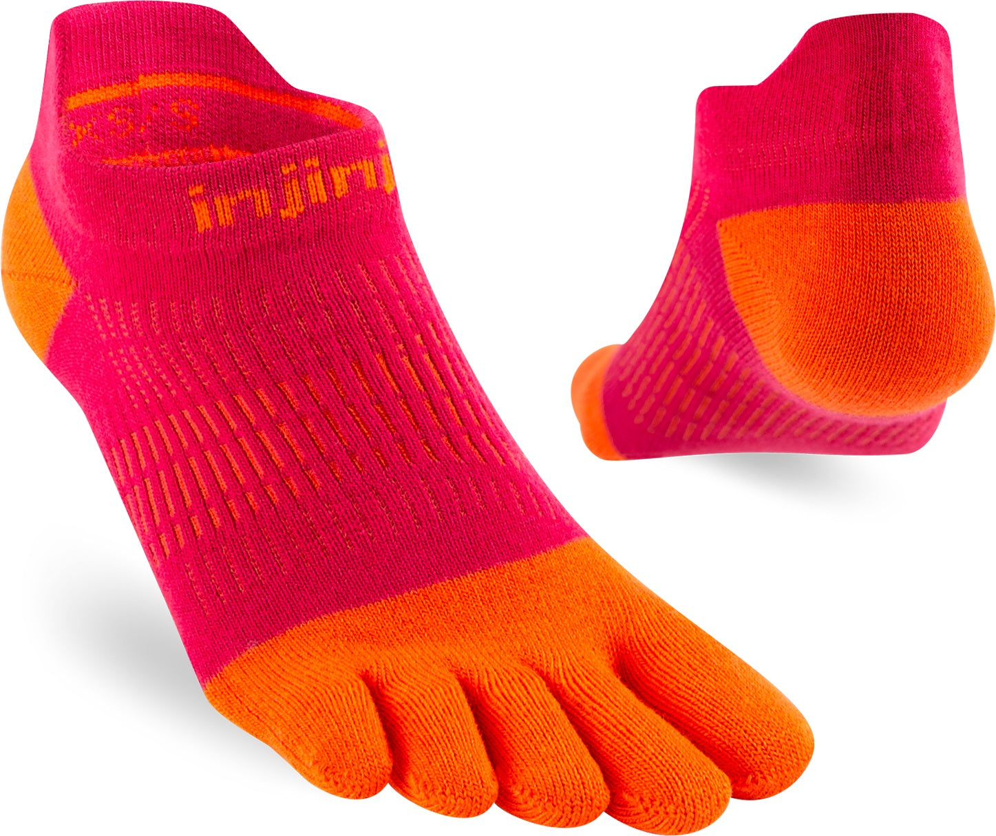 Injinji Toe Socks - Injinji UR Ladies Light Weight No Show Chilli (New 2023) - Barefoot Junkie - Injinji Socks