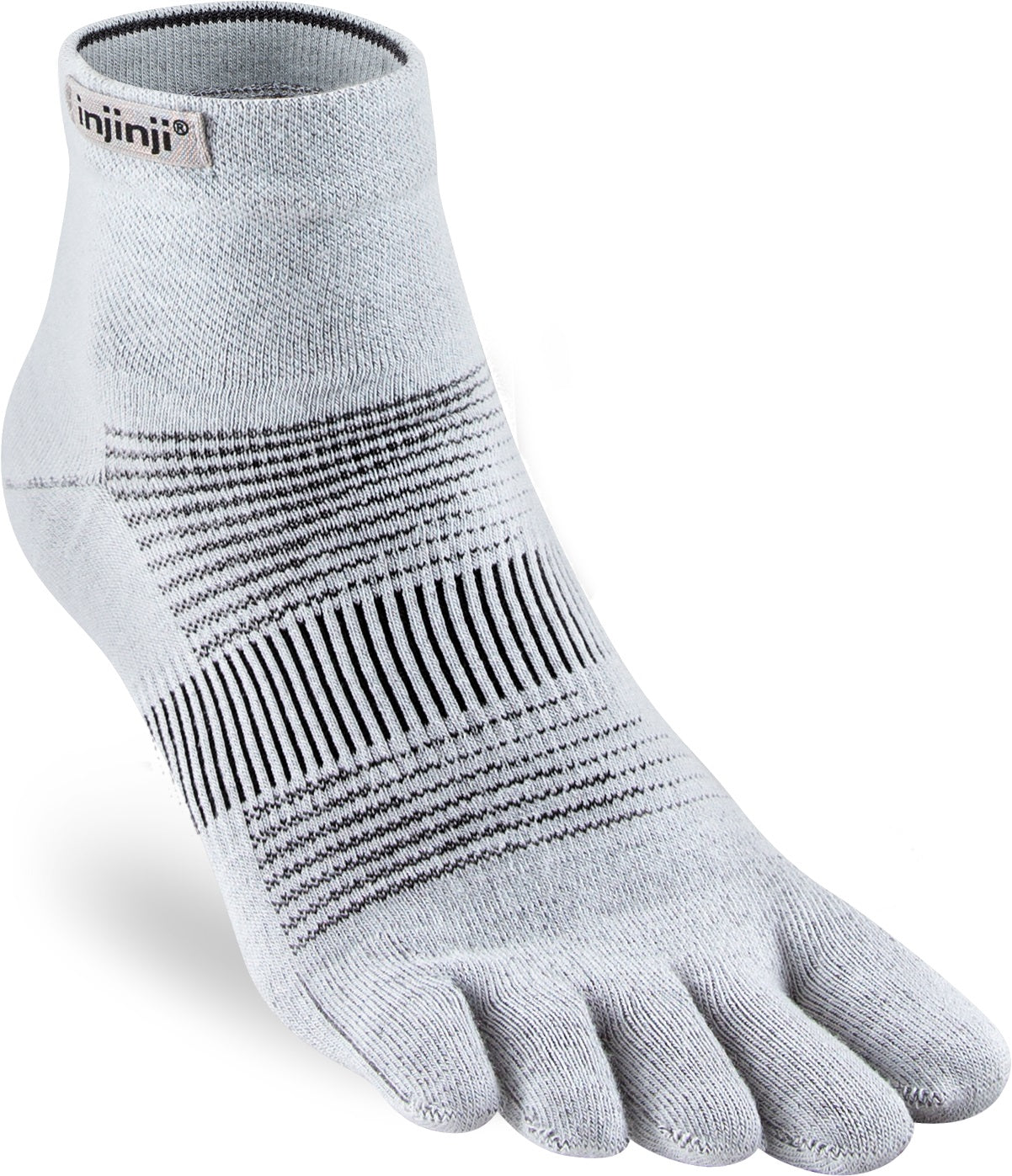 Injinji Toe Socks - Injinji Ultra Run Light Weight Mini Crew Gray (New 2023) - Barefoot Junkie - Injinji Socks