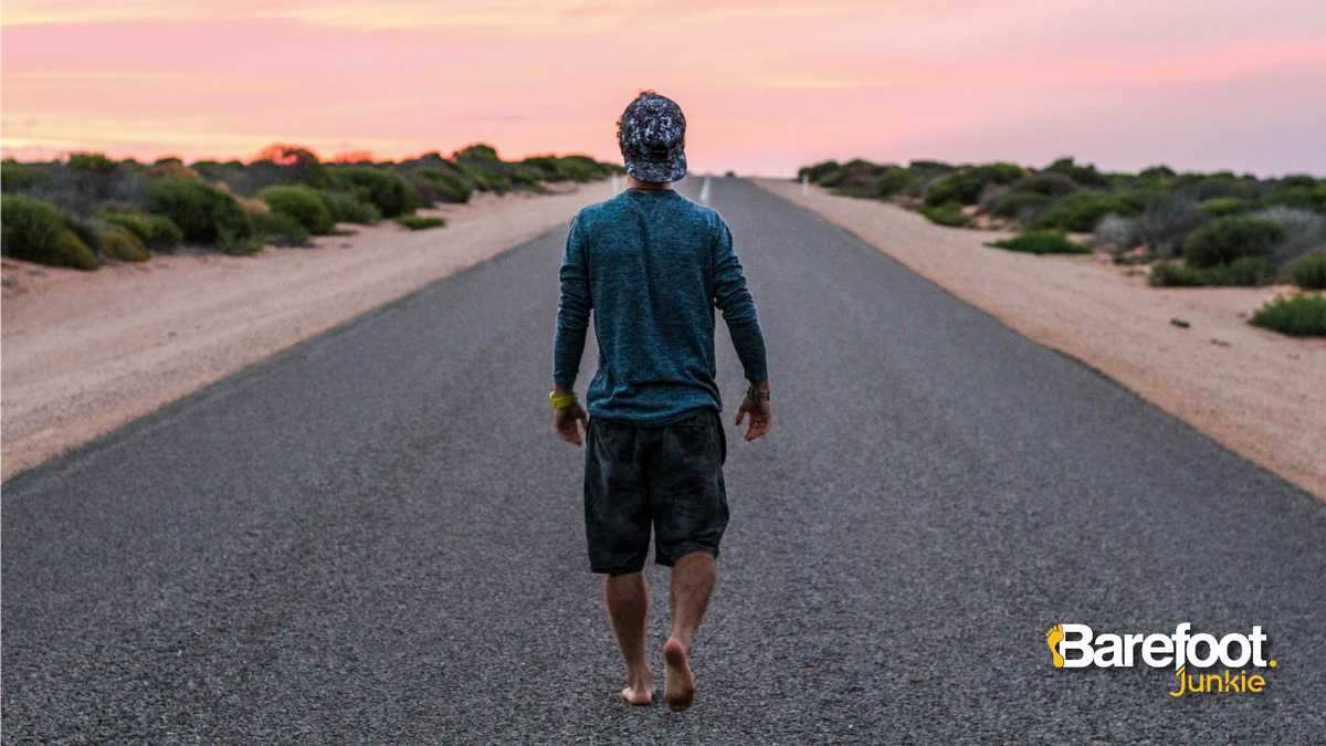 Running barefoot on road top