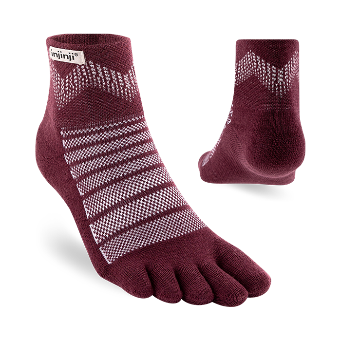 Injinji Outdoor Midweight Mini Crew Mens Garnet - Barefoot Junkie