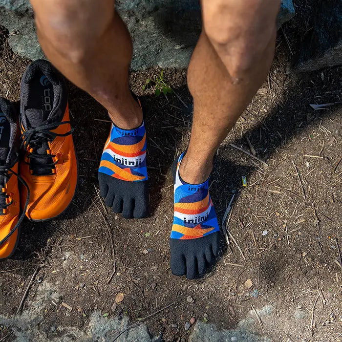 Injinji Run Light Weight Mens No Show Botanical (Artist Designed SS26) - Barefoot Junkie