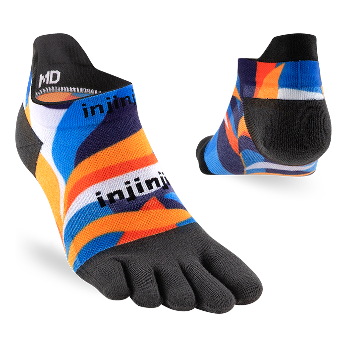 Injinji Run Light Weight Mens No Show Botanical (Artist Designed SS26) - Barefoot Junkie