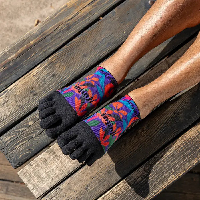 Injinji Run Light Weight Mens No Show Tropical (Artist Designed SS26) - Barefoot Junkie