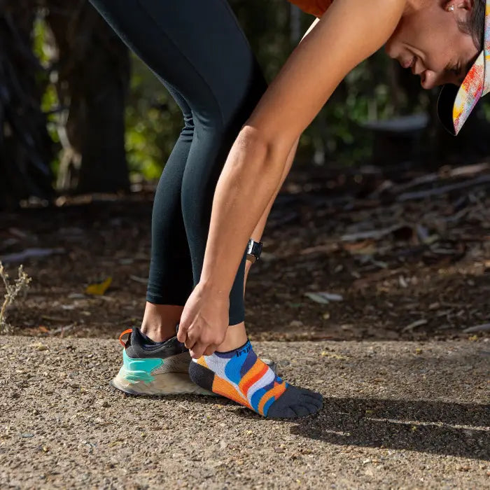Injinji Run Light Weight No Show Womens Botanic (Artist Designed SS26) - Barefoot Junkie