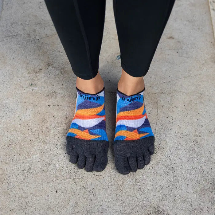 Injinji Run Light Weight No Show Womens Botanic (Artist Designed SS26) - Barefoot Junkie