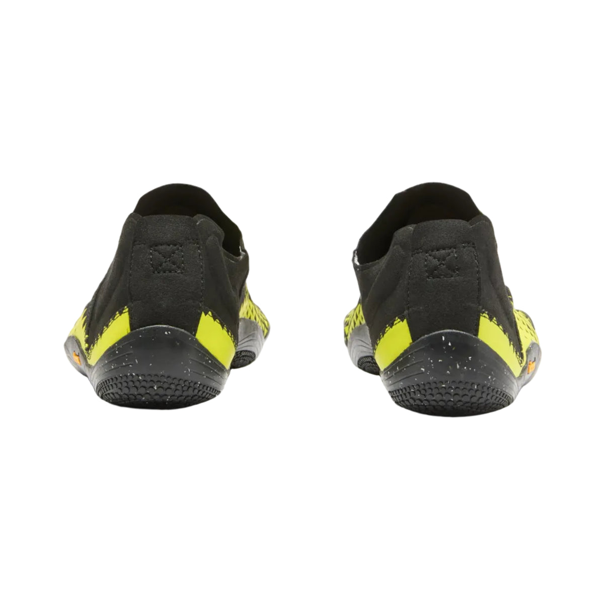 Black and yellow athletic shoes on a white background