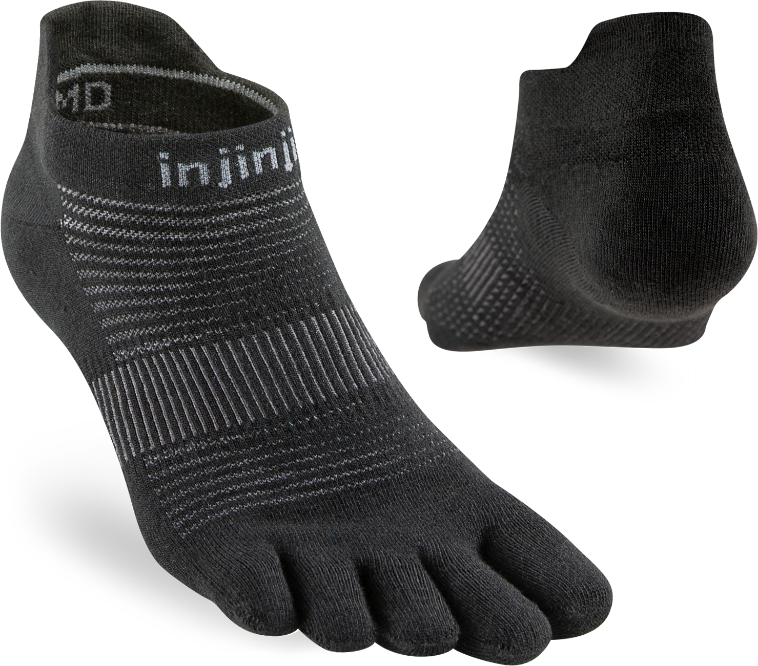 Injinji Ultra Run Light Weight No Show Mens Black - Barefoot Junkie