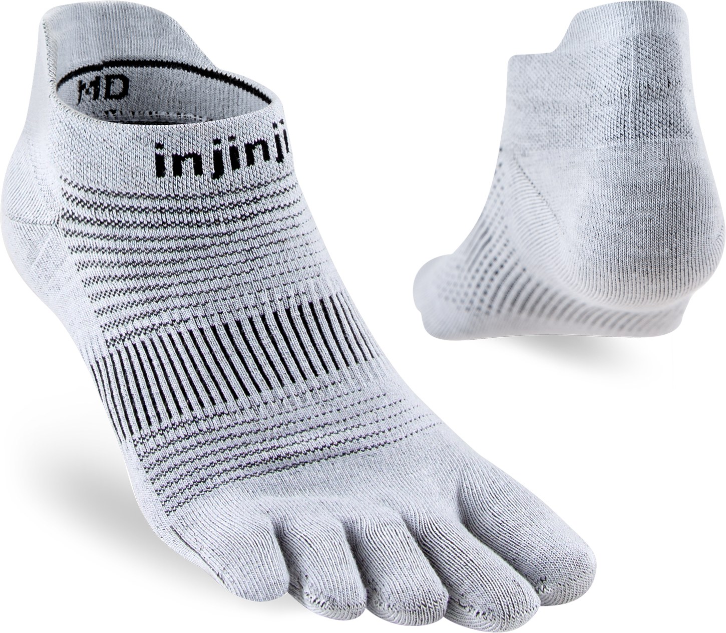 Injinji Ultra Run Light Weight No Show Mens Grey - Barefoot Junkie