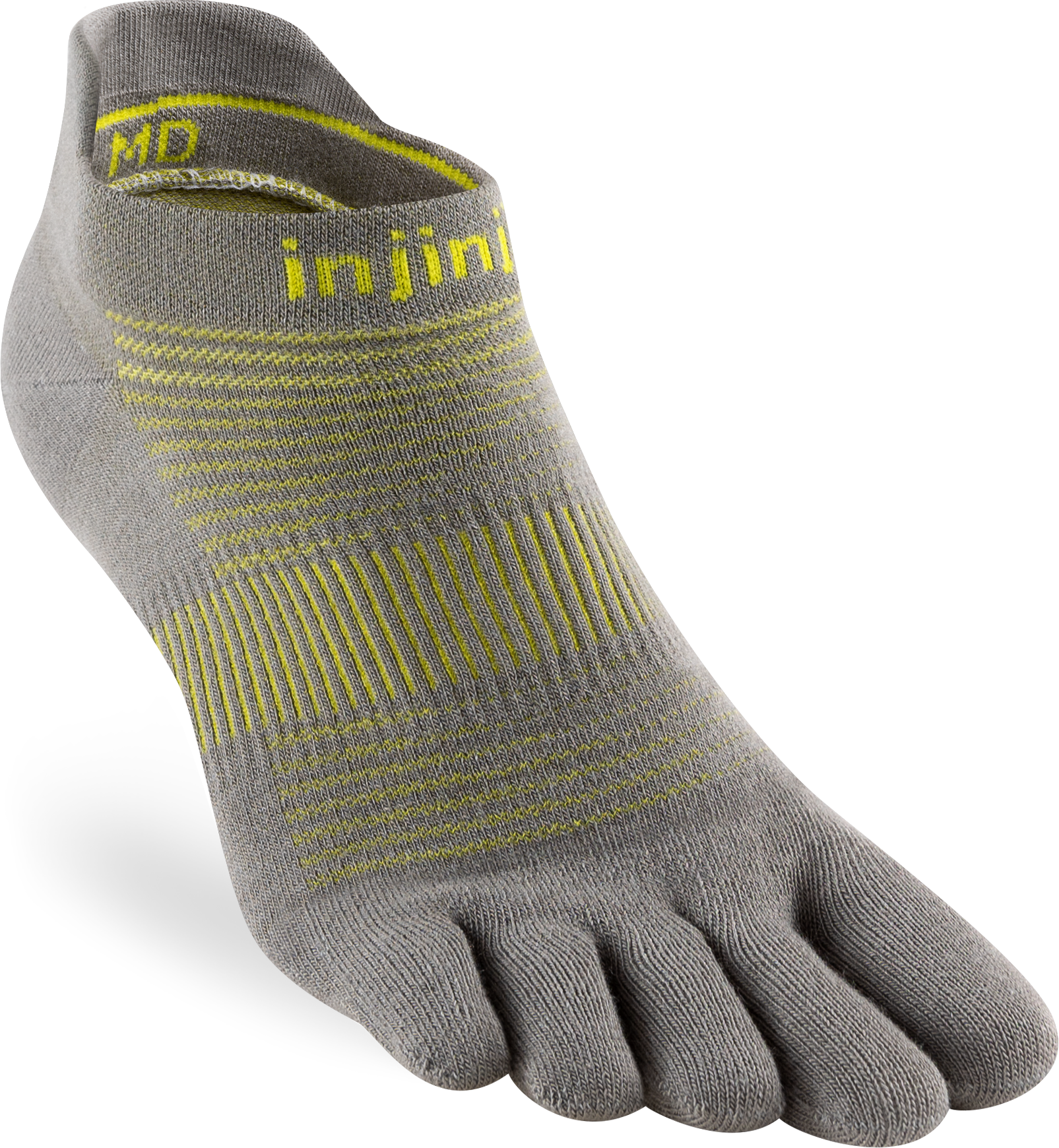 Injinji Toe Socks - Injinji Ultra Run Light Weight No Show Neon Silver (NEW 2024) - Barefoot Junkie - Injinji Socks