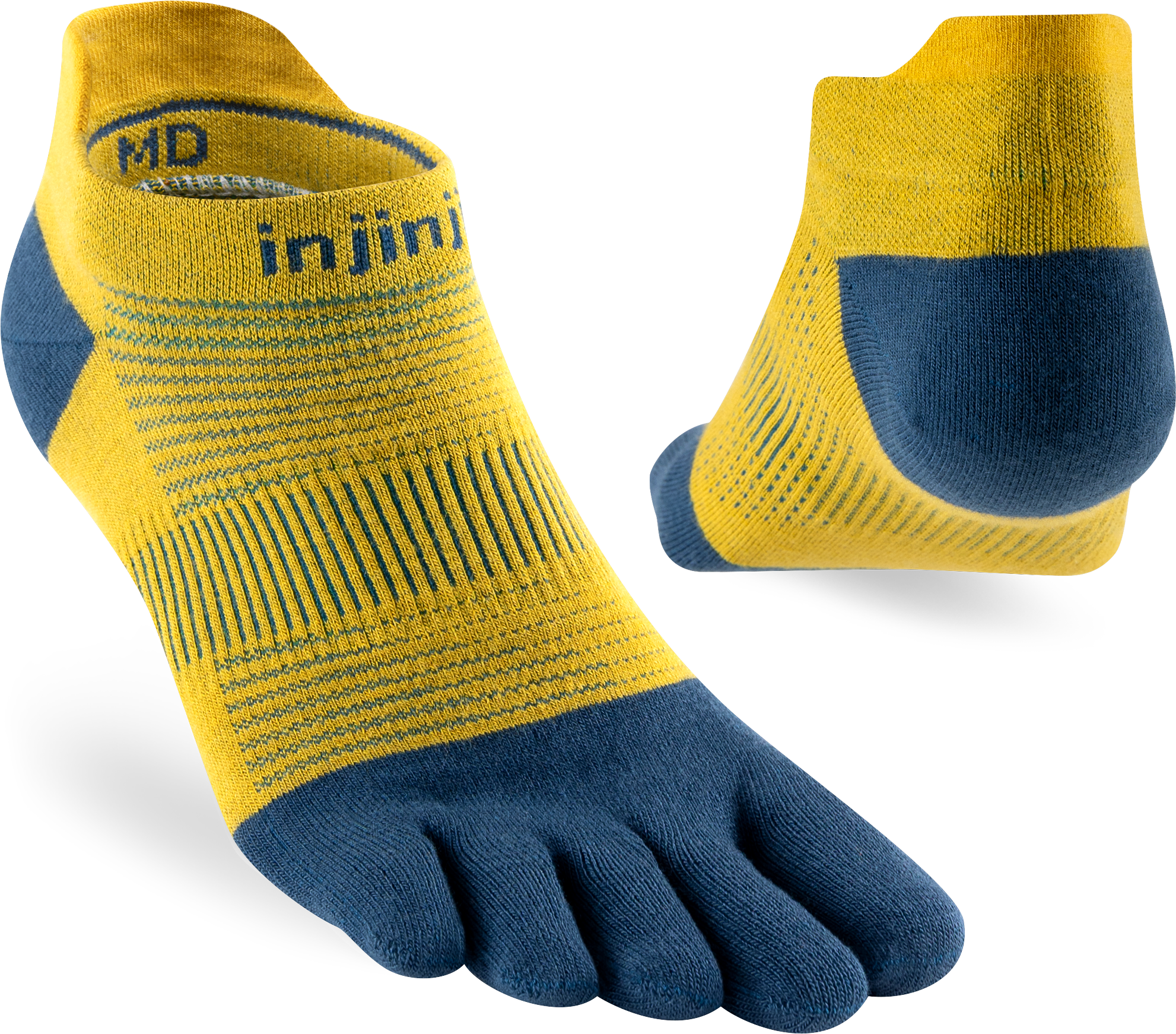 Injinji Toe Socks - Injinji Ultra Run Light Weight No Show Royal Yellow (NEW 2024) - Barefoot Junkie - Injinji Socks