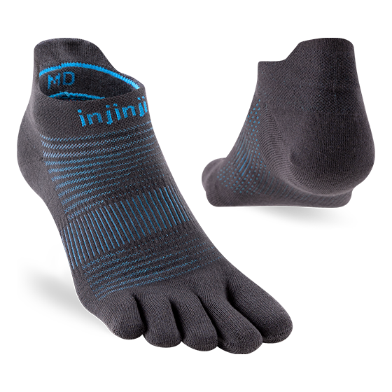 Injinji Run Light Weight No Show Mens Carbon - Barefoot Junkie