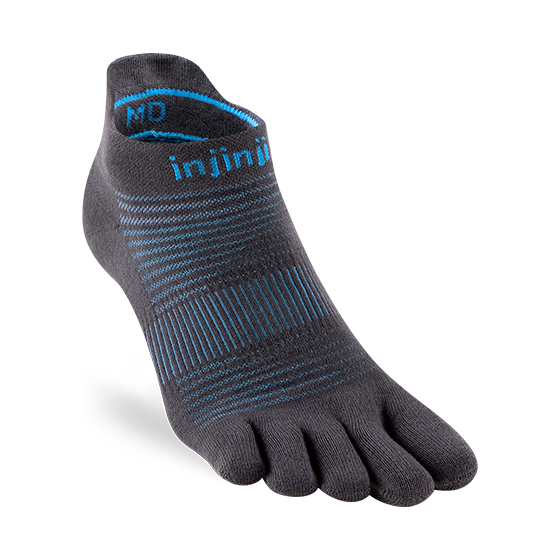 Injinji Run Light Weight No Show Mens Carbon - Barefoot Junkie