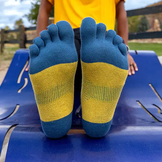 Injinji Toe Socks - Injinji Ultra Run Light Weight No Show Royal Yellow (NEW 2024) - Barefoot Junkie - Injinji Socks