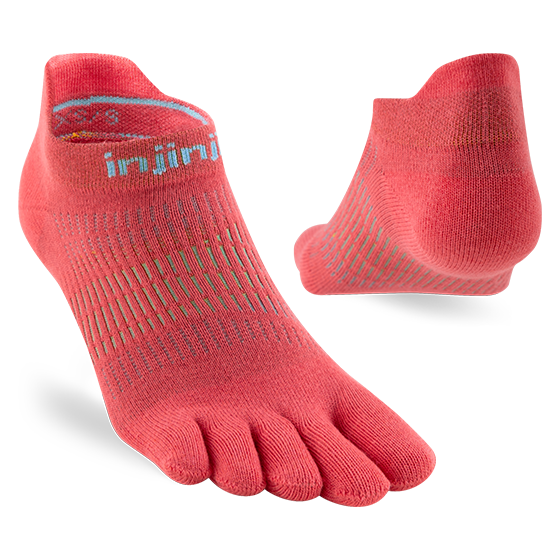 Injinji Run Light Weight No Show Womens Coral - Barefoot Junkie