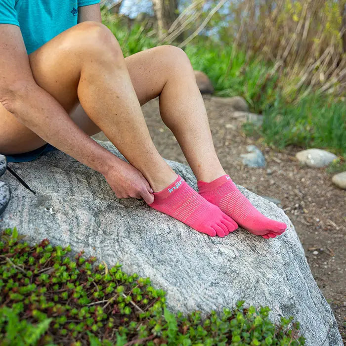Injinji Run Light Weight No Show Womens Coral - Barefoot Junkie
