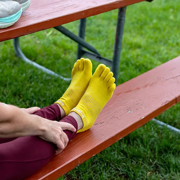 Injinji Run Light Weight No Show Womens Lemon - Barefoot Junkie