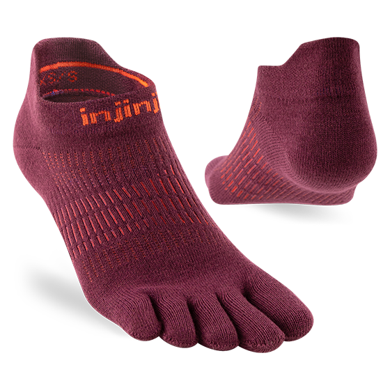 Injinji Run Light Weight No Show Womens Mahogany - Barefoot Junkie