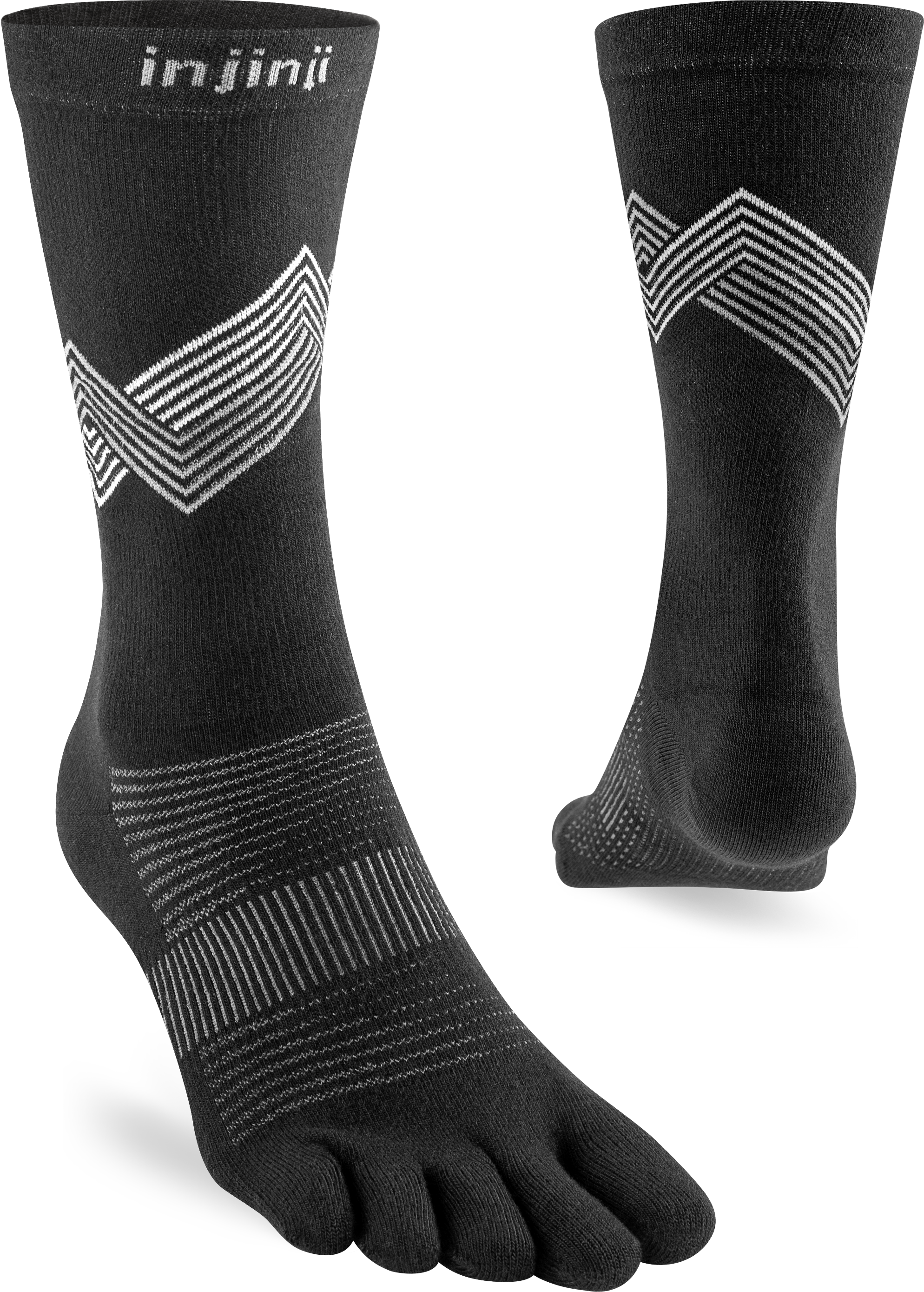 Injinji Ultra Run Light Weight Crew Mens Black - Barefoot Junkie
