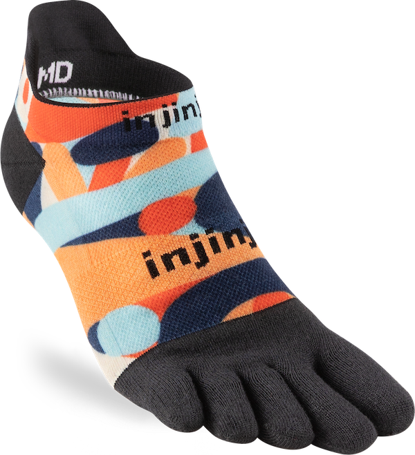 Injinji Toe Socks - Injinji Ultra Run Light Weight Mens No Show Aster (Artist Designed SS24) - Barefoot Junkie - Injinji Socks