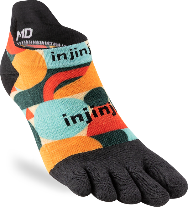 Injinji Toe Socks - Injinji Ultra Run Light Weight Mens No Show Plumas  (Artist Designed SS24) - Barefoot Junkie - Injinji Socks