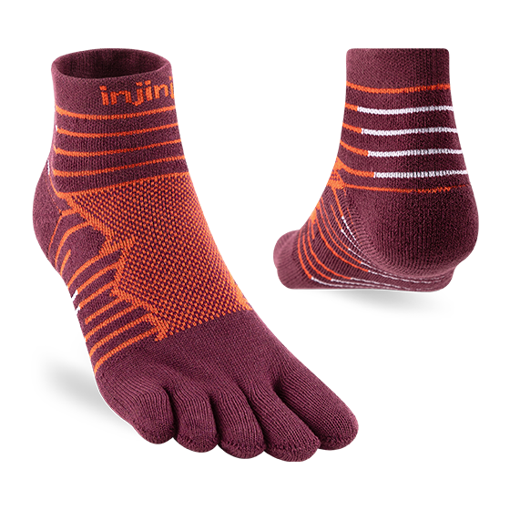 Injinji Ultra Run Mini Crew Mens Mahogany - Barefoot Junkie