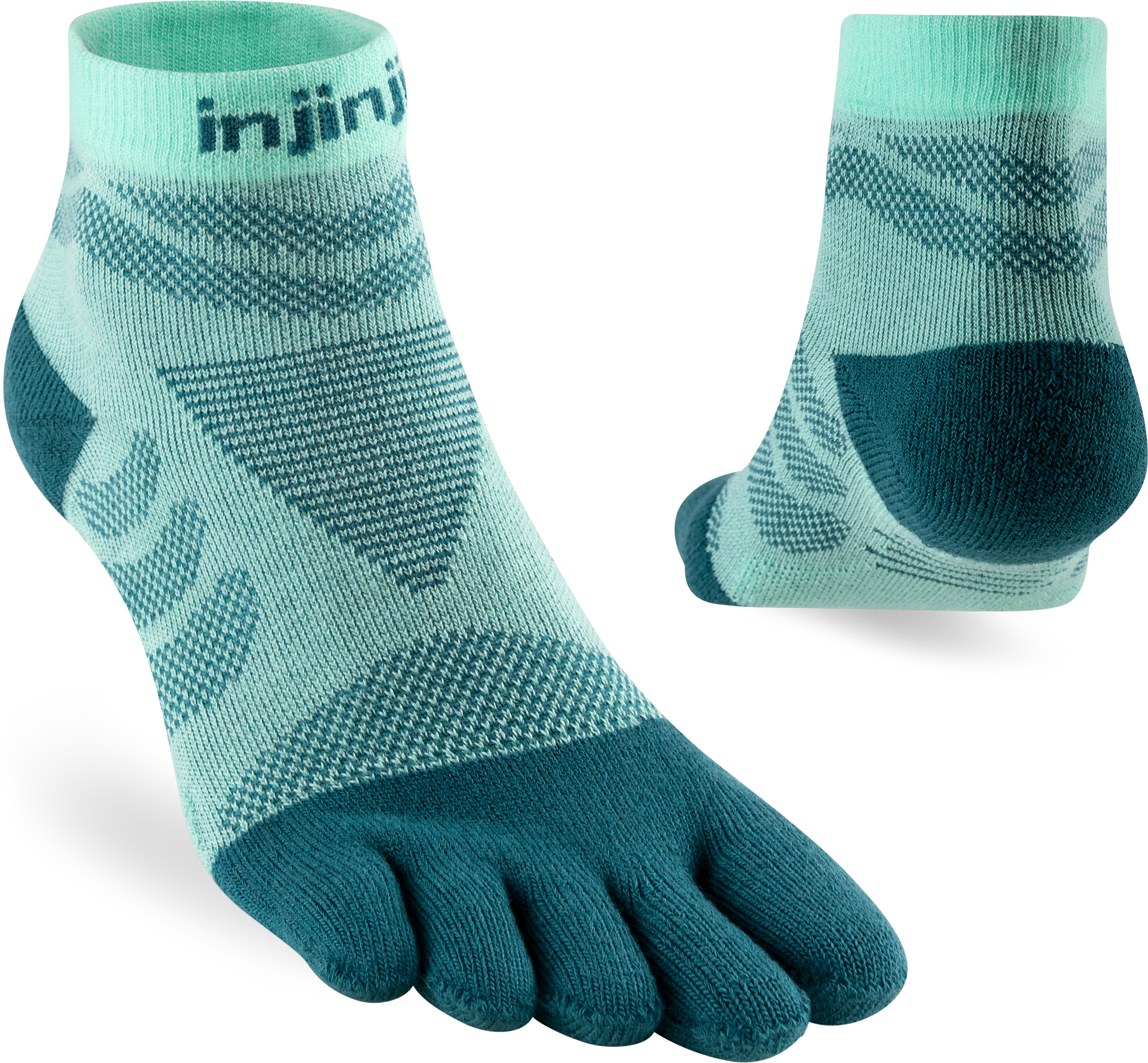 Injinji Toe Socks - Injinji Ultra Run Mini Crew Ladies Glacier (NEW 2024) - Barefoot Junkie - Injinji Socks