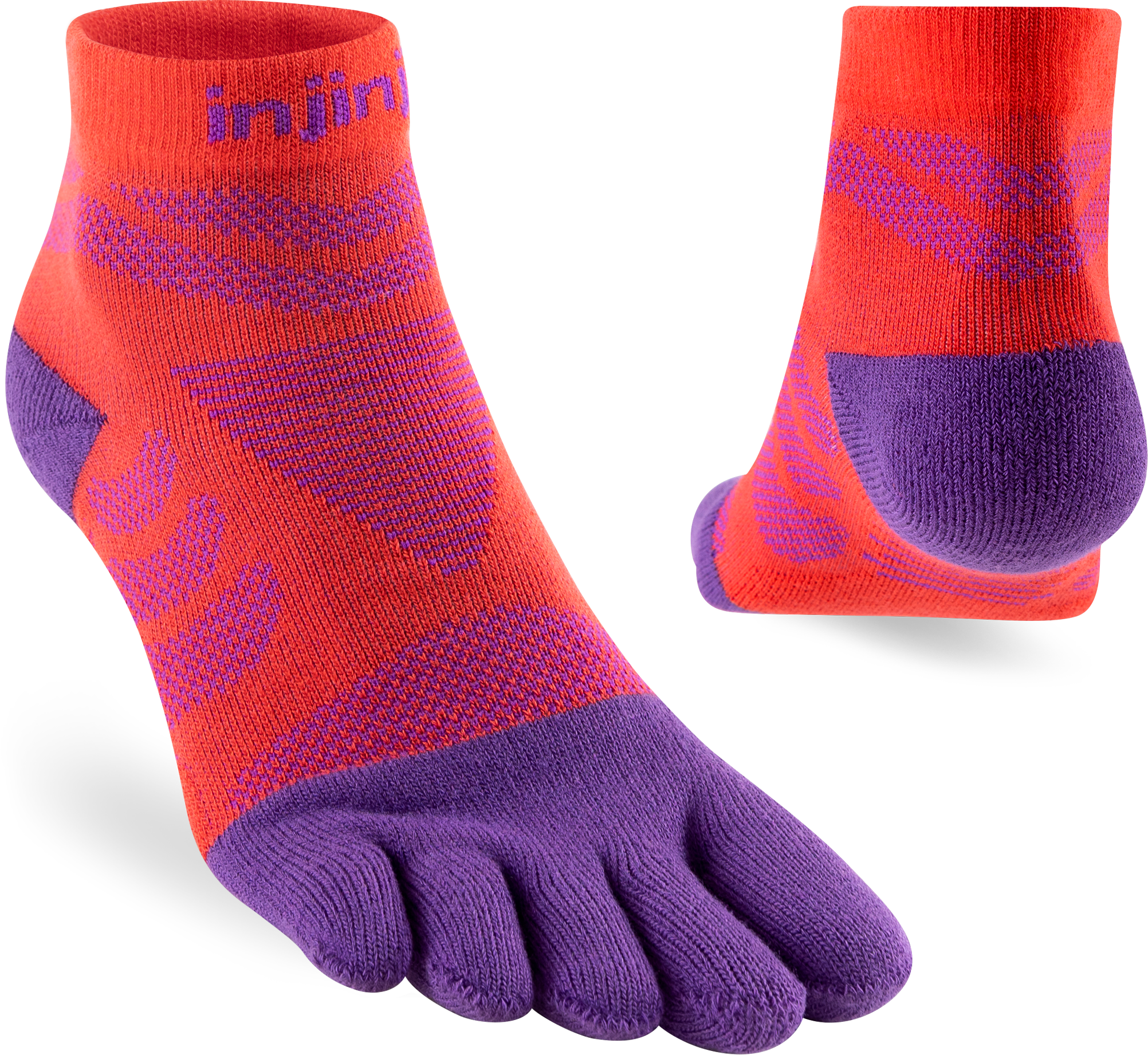 Injinji Toe Socks - Injinji Ultra Run Mini Crew Ladies Razzmatazz (NEW 2024) - Barefoot Junkie - Injinji Socks
