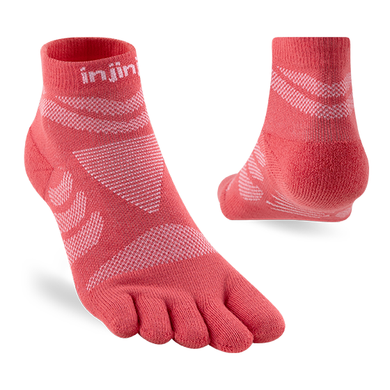 Injinji Ultra Run Mini Crew Womens Coral - Barefoot Junkie