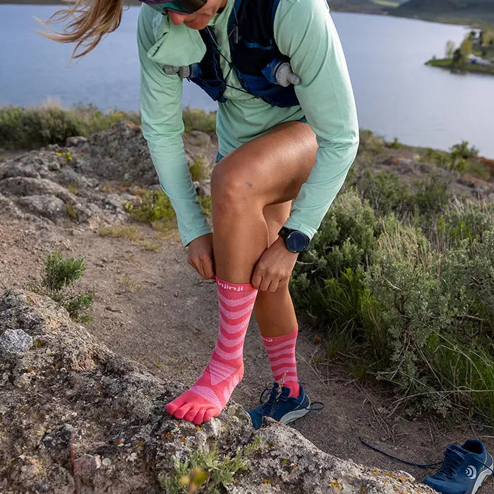 Injinji Ultra Run Crew Womens Coral - Barefoot Junkie