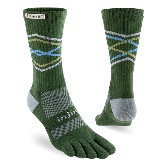 Injinji Toe Socks - Injinji Trail Midweight Crew Midnight Forest (NEW AW23) - Barefoot Junkie - Injinji Socks