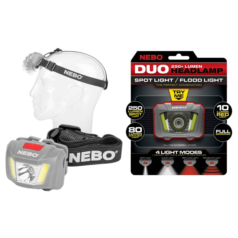 NEBO DUO HEADTORCH GREY 250 Lumens