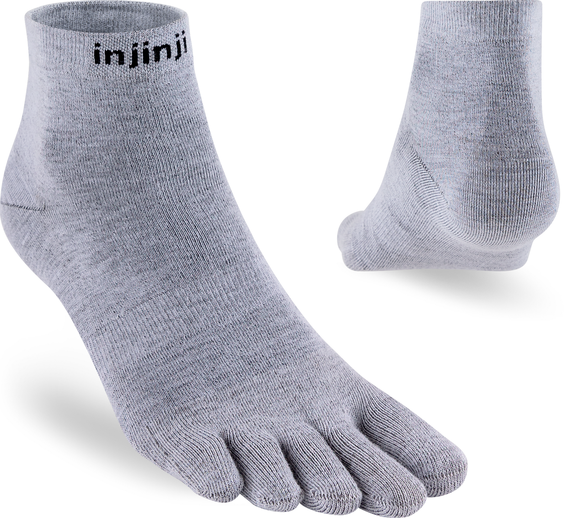 Injinji Toe Socks - Injinji Liner Mini Crew Crew Heather Grey (NEW AW23) - Barefoot Junkie - Injinji Socks