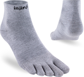 Injinji Toe Socks - Injinji Liner Mini Crew Crew Heather Grey (NEW AW23) - Barefoot Junkie - Injinji Socks
