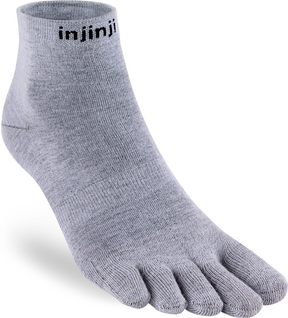 Injinji Toe Socks - Injinji Liner Mini Crew Crew Heather Grey (NEW AW23) - Barefoot Junkie - Injinji Socks