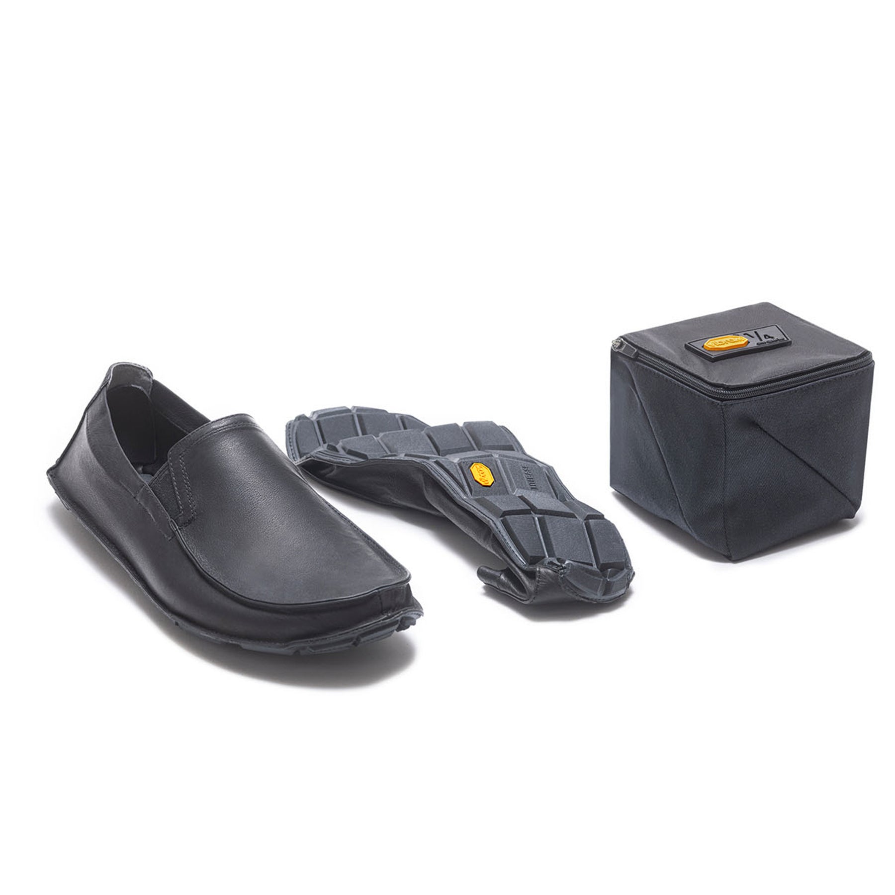 One Quarter Mens Black Leather overview