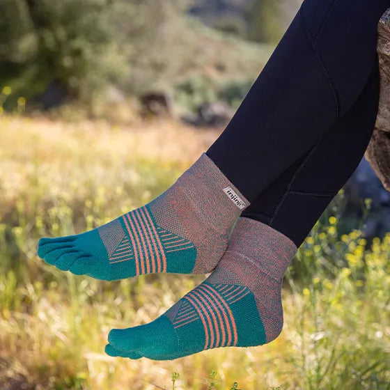 Injinji Trail Midweight Mini Crew Ladies Tidepool (New 2023) - Barefoot Junkie