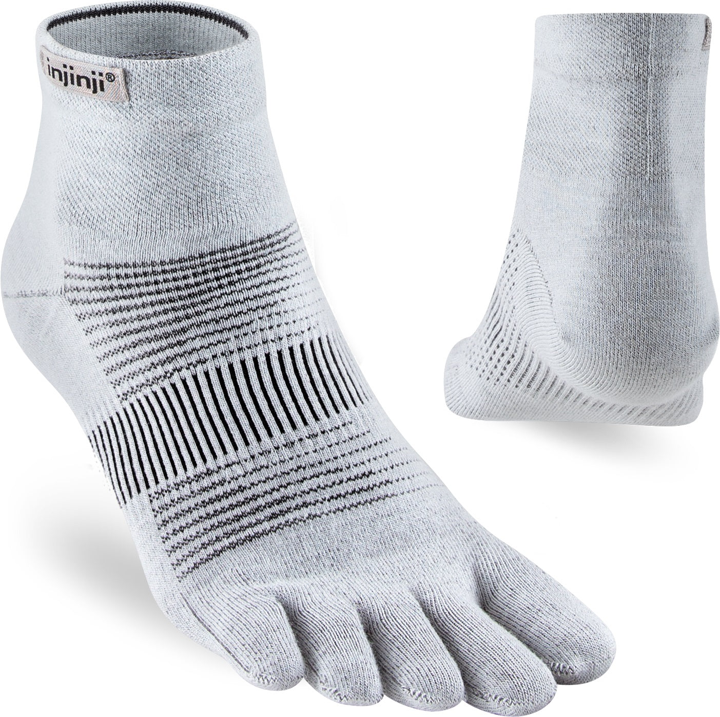 Injinji Toe Socks - Injinji Ultra Run Light Weight Mini Crew Gray (New 2023) - Barefoot Junkie - Injinji Socks