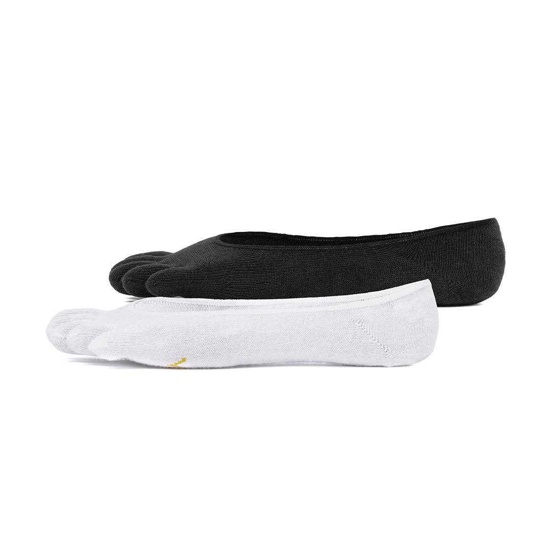 Vibram Toe Socks - Vibram Ghost Toe Socks Twin Pack White Black - Barefoot Junkie - Socks