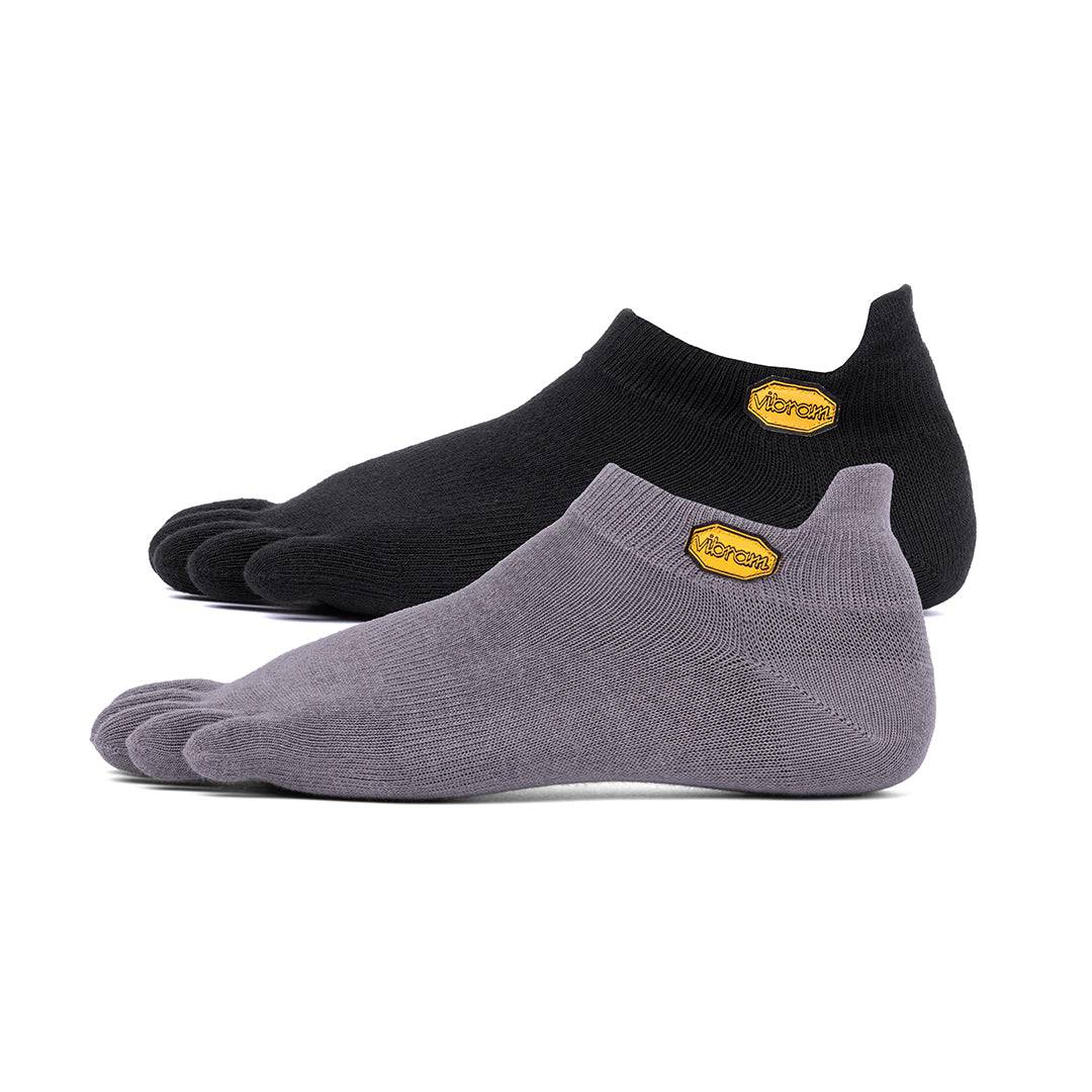 Vibram No Show Toe Socks (2 Pack ) grey black 1