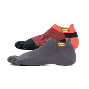 Vibram No Show Toe Socks (2 Pack) Dark Grey-Red Black 1
